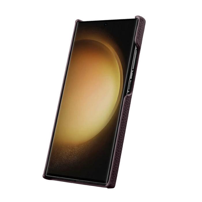 Melkco - MELKCO Samsung Galaxy S24 Ultra Fodral Äkta Läder + PC - Mörklila