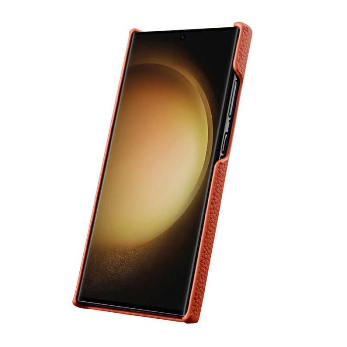 Melkco - MELKCO Samsung Galaxy S24 Ultra Fodral Äkta Läder + PC - Orange