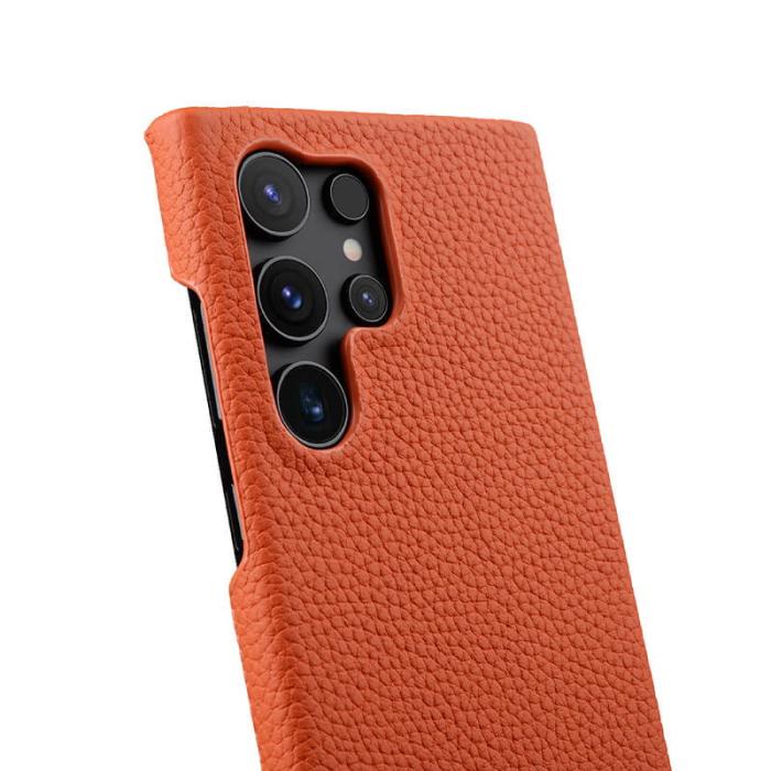 Melkco - MELKCO Samsung Galaxy S24 Ultra Fodral Äkta Läder + PC - Orange