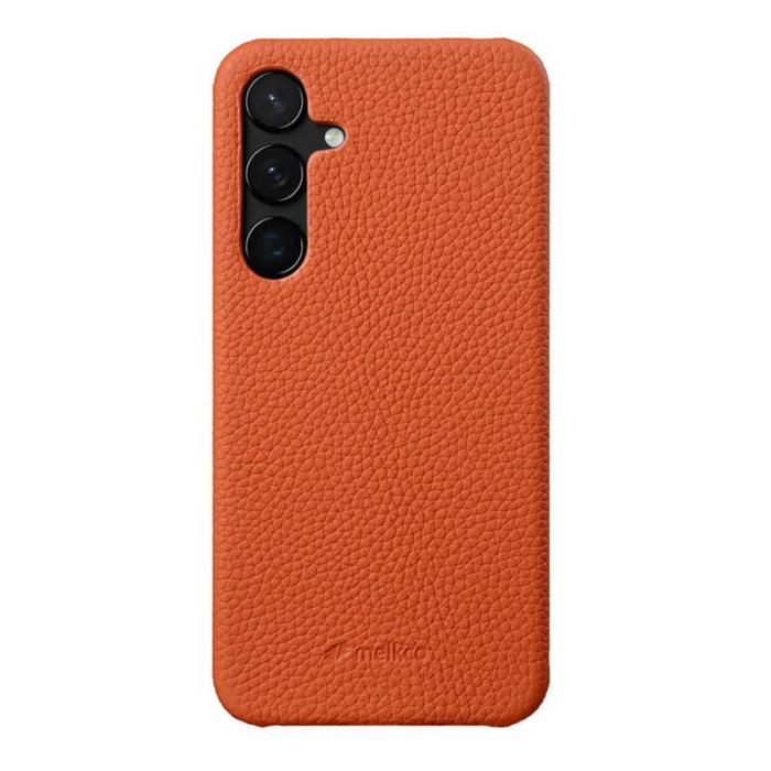 Melkco - MELKCO Samsung Galaxy S25 Fodral Äkta Läder PC Orange