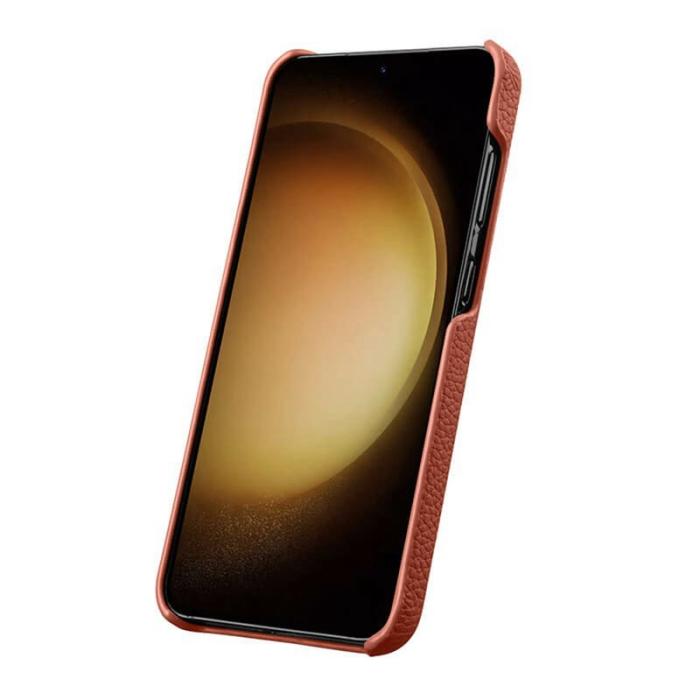Melkco - MELKCO Samsung Galaxy S25 Fodral Äkta Läder PC Orange