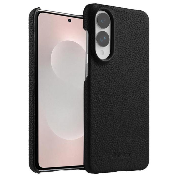 Melkco - MELKCO Samsung Galaxy S25 Edge Skal Äkta Läder PC Svart