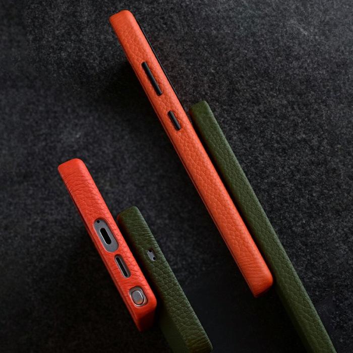 Melkco - MELKCO Samsung Galaxy S25 Ultra Fodral Äkta Läder + PC Orange