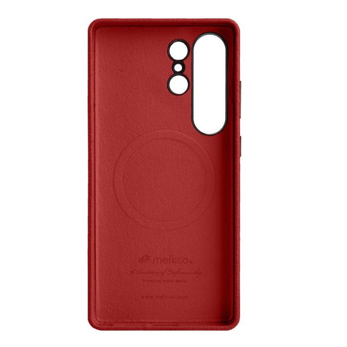 Melkco - MELKCO Samsung Galaxy S25 Ultra Fodral Äkta Läder + PC Röd