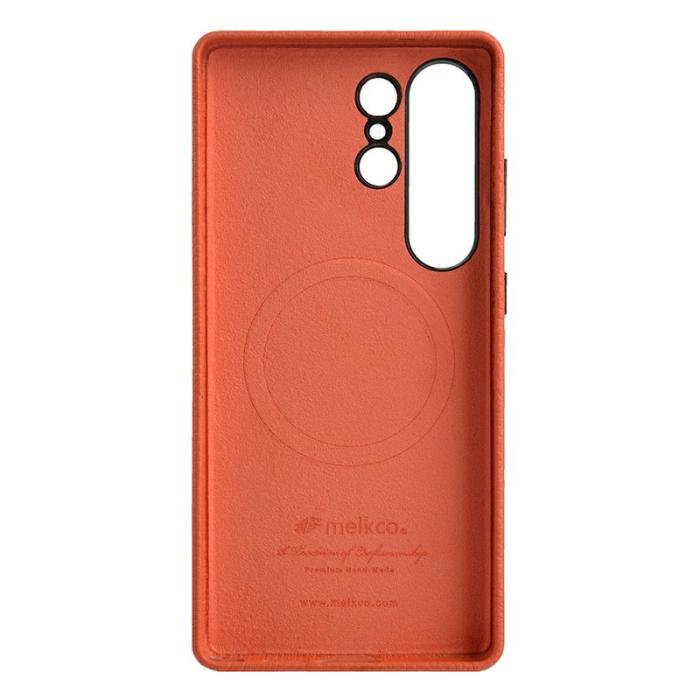 Melkco - MELKCO Samsung Galaxy S25 Ultra Magnetiskt Fodral Äkta Läder Orange