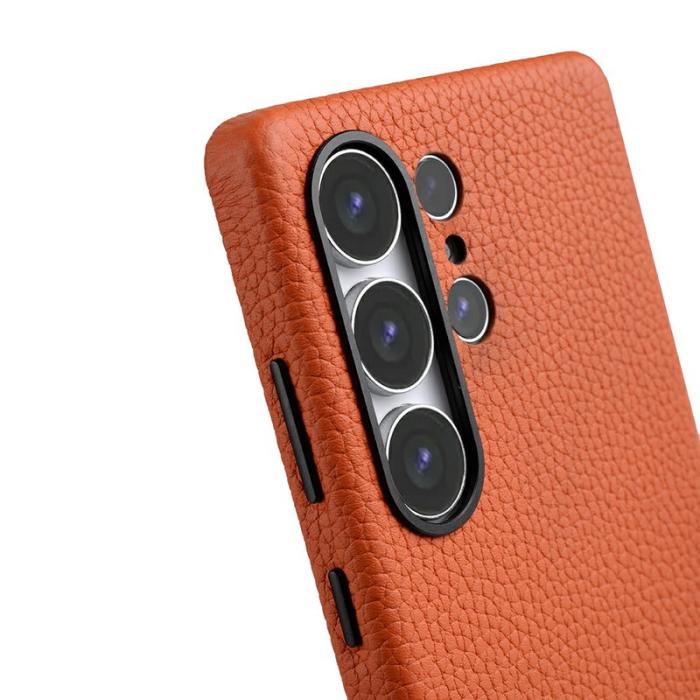 Melkco - MELKCO Samsung Galaxy S25 Ultra Magnetiskt Fodral Äkta Läder Orange
