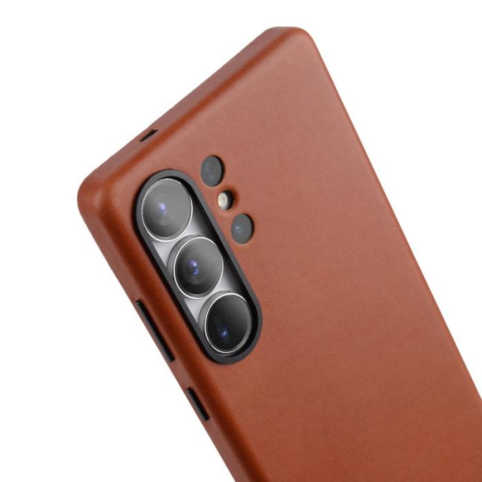 Melkco - MELKCO Galaxy S25 Ultra Fodral Äkta läder PC Baksida - Brun