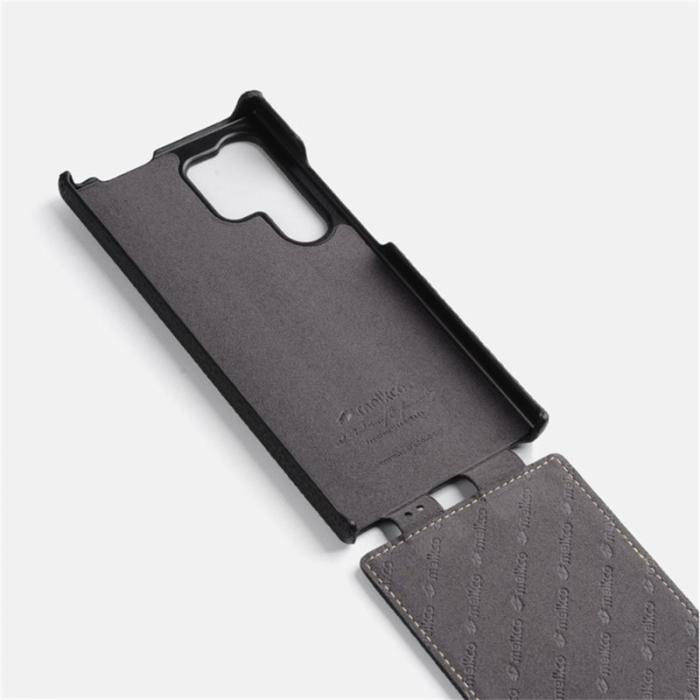 Melkco - MELKCO Galaxy S25 Ultra Fodral Vertikalt Flip Äkta Läder + PC Svart