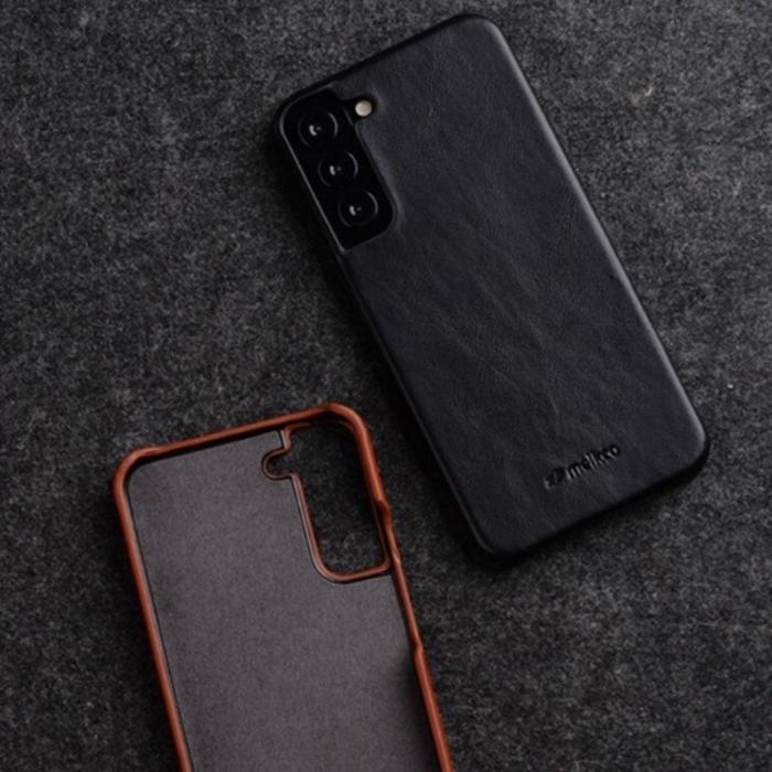 Melkco - MELKCO Fodral för Samsung Galaxy S22 5G Äkta läder PC - Svart
