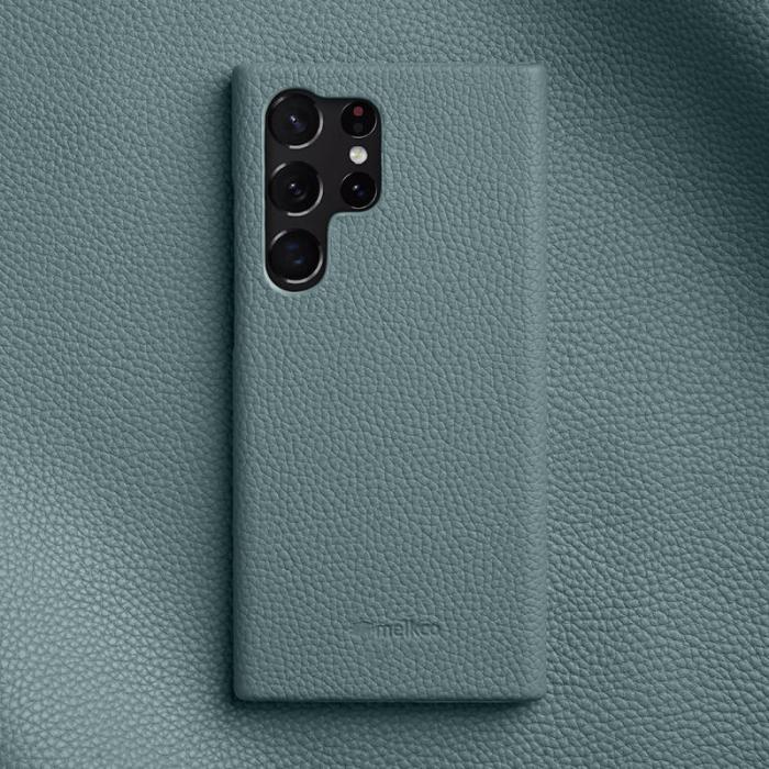 Melkco - MELKCO Fodral för Samsung Galaxy S23 Ultra, Äkta läder, Blå