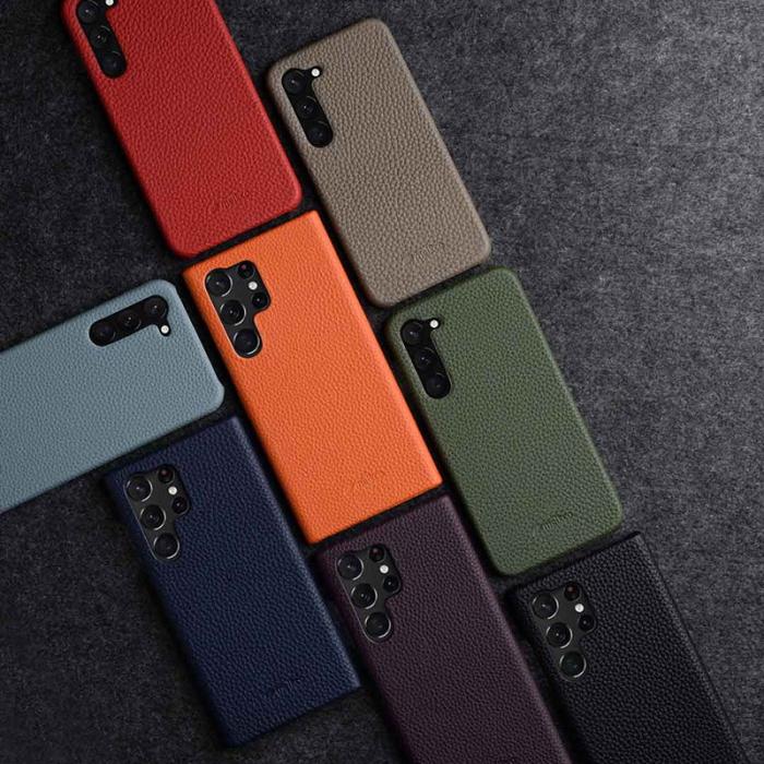 Melkco - MELKCO Fodral för Samsung Galaxy S23 Ultra, Äkta läder, Blå