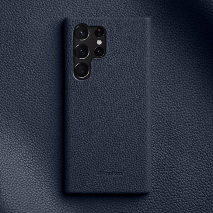 Melkco - MELKCO Fodral för Samsung Galaxy S23 Ultra, Äkta läder, Mörkblå