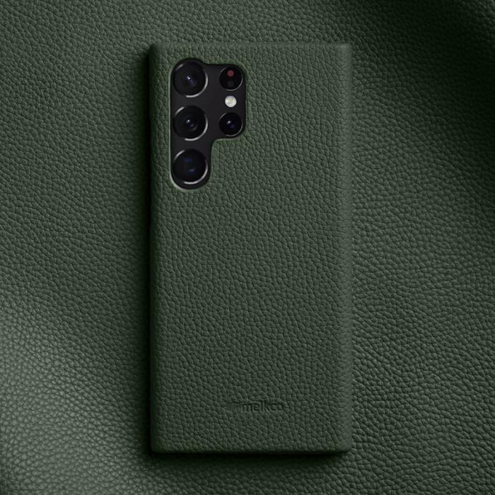 Melkco - MELKCO Fodral för Samsung Galaxy S23 Ultra, Äkta läder, Grön