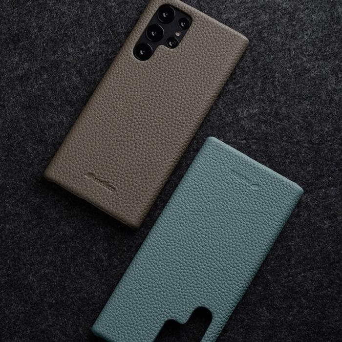 Melkco - MELKCO Fodral för Samsung Galaxy S23 Ultra, Äkta läder, Grå