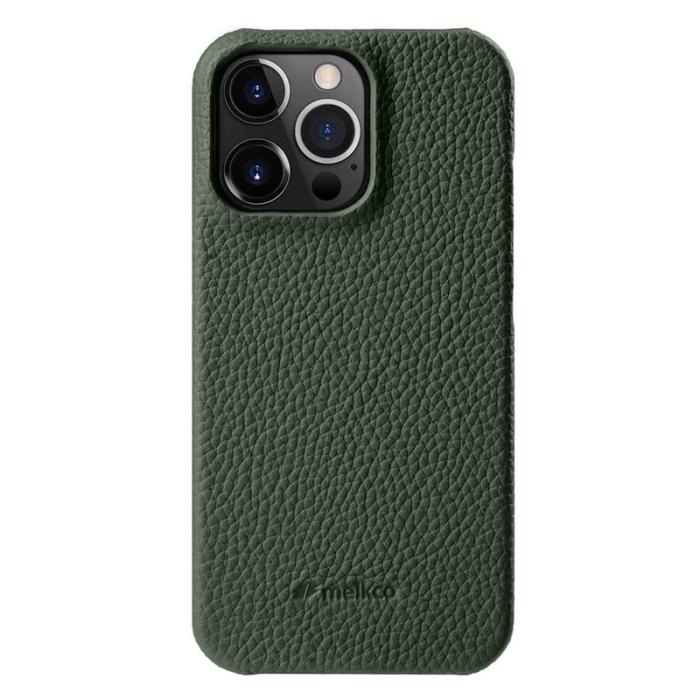 Melkco - MELKCO Fodral för iPhone 15 Pro Max, Äkta läder och PC, Mörkgrön
