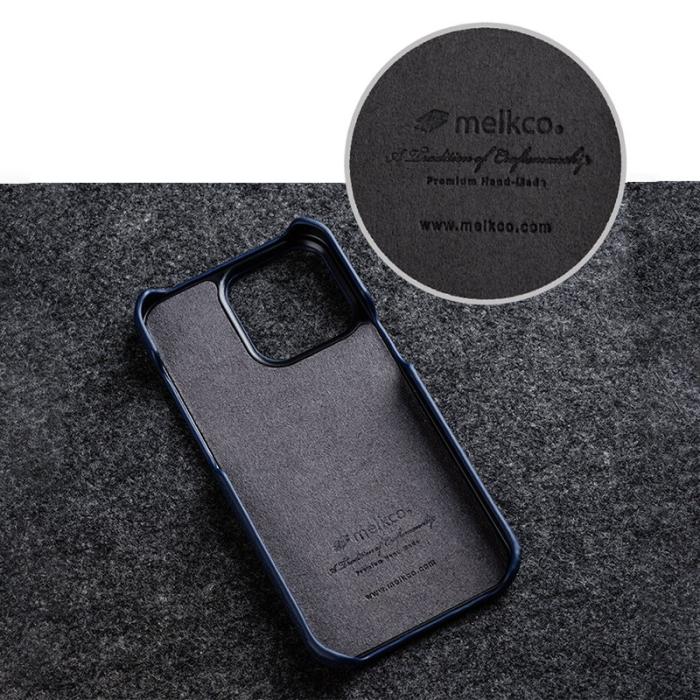 Melkco - MELKCO Fodral för iPhone 15, Äkta läder och PC, Orange
