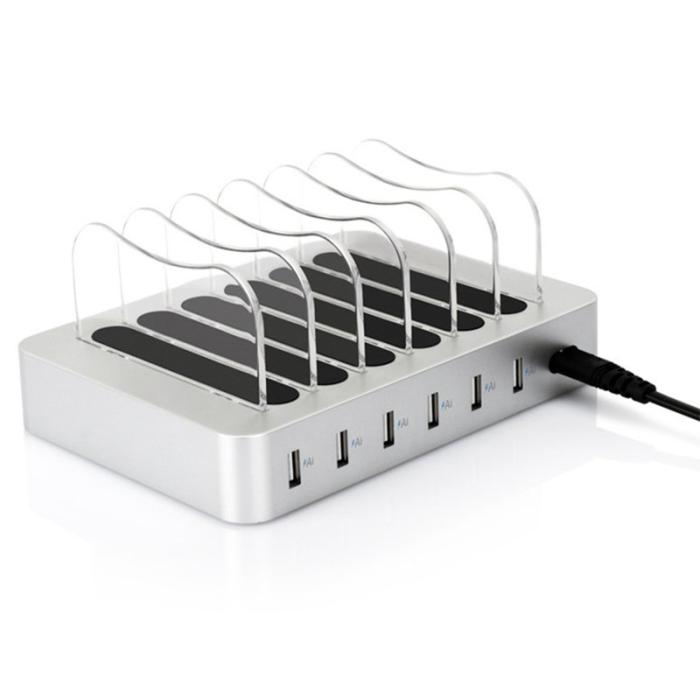 OEM - MIQ-101 50W Laddstation med 6 USB-portar, skrivbordsladdare, EU-kontakt