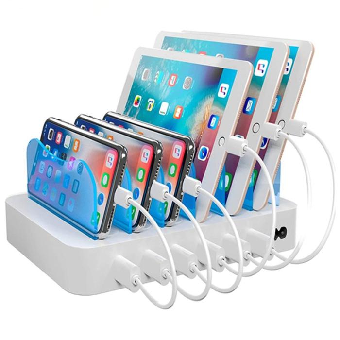 OEM - MIQ-101 50W Laddstation med 6 USB-portar, skrivbordsladdare, EU-kontakt