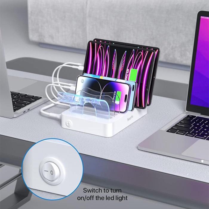 OEM - MIQ-101 50W Laddstation med 6 USB-portar, skrivbordsladdare, EU-kontakt