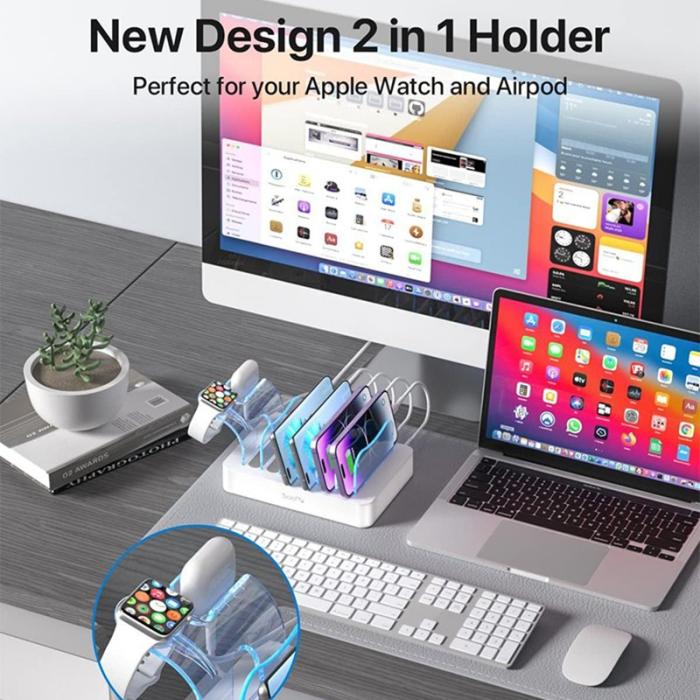 OEM - MIQ-101 50W Laddstation med 6 USB-portar, skrivbordsladdare, EU-kontakt