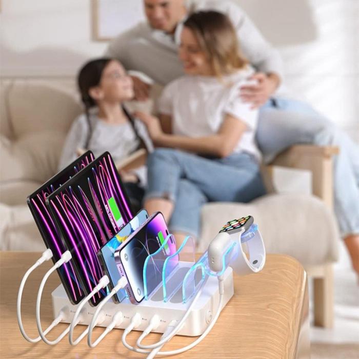 OEM - MIQ-101 50W Laddstation med 6 USB-portar, skrivbordsladdare, EU-kontakt