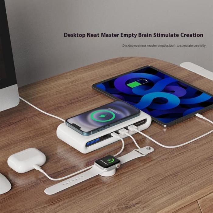 OEM - N67 USB Multi-Port Trådlös Laddare 30W med Ambientljus