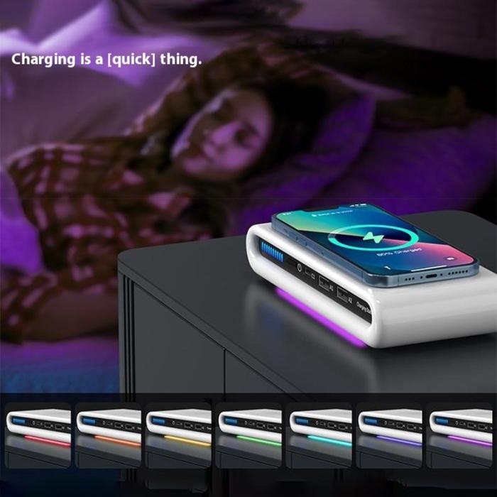 OEM - N67 USB Multi-Port Trådlös Laddare 30W med Ambientljus