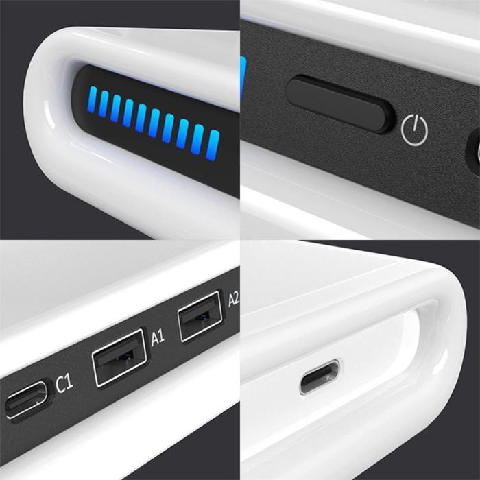 OEM - N67 USB Multi-Port Trådlös Laddare 30W med Ambientljus