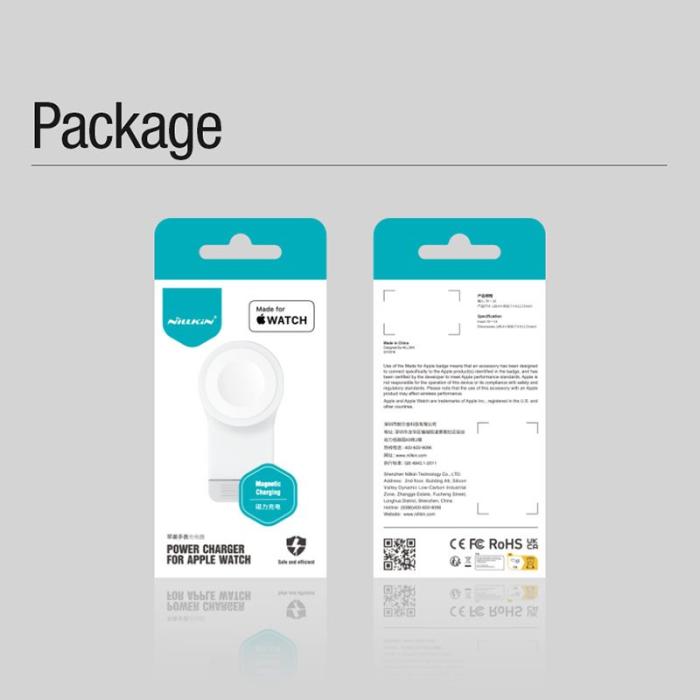 OEM - NILLKIN MFi-certifierad laddare för Apple Watch, mini trådlös med Type C-adapter