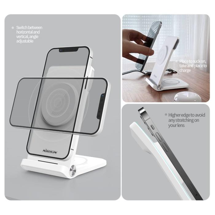 OEM - NILLKIN Powertrio 3-i-1 Mobiltelefon / Hörlurar / Smartklocka MagSafe Laddare