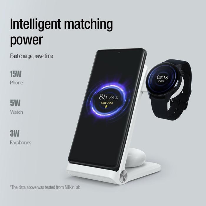 OEM - NILLKIN PowerTrio 3-i-1 Trådlös Laddare för Xiaomi Watch S1 Pro (EU)