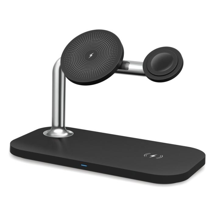 OEM - OJD-85 3-i-1 15W Trådlös Laddare Magnetisk Snabbladdningsstation - Svart