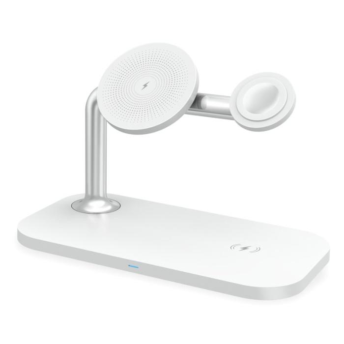 OEM - OJD-85 3-i-1 15W Trådlös Laddare Magnetisk Snabbladdningsstation - Vit