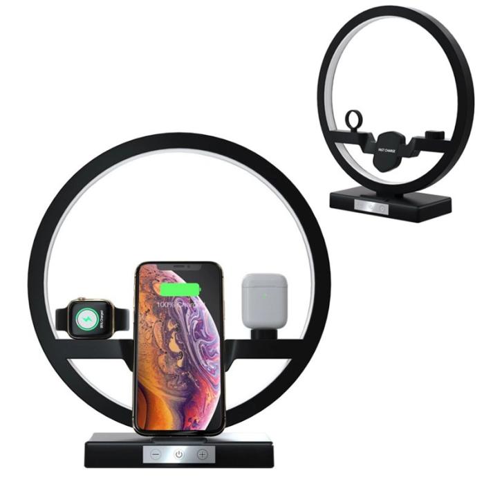 OEM - P1000 Multifunktionell 2-i-1 Bordslampa Snabbladdare - Svart