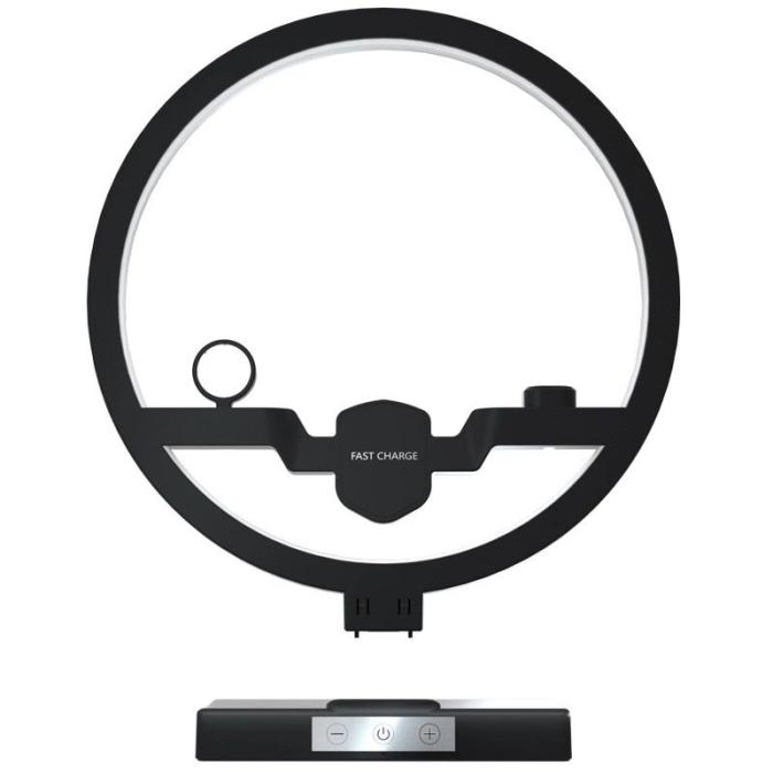 OEM - P1000 Multifunktionell 2-i-1 Bordslampa Snabbladdare - Svart