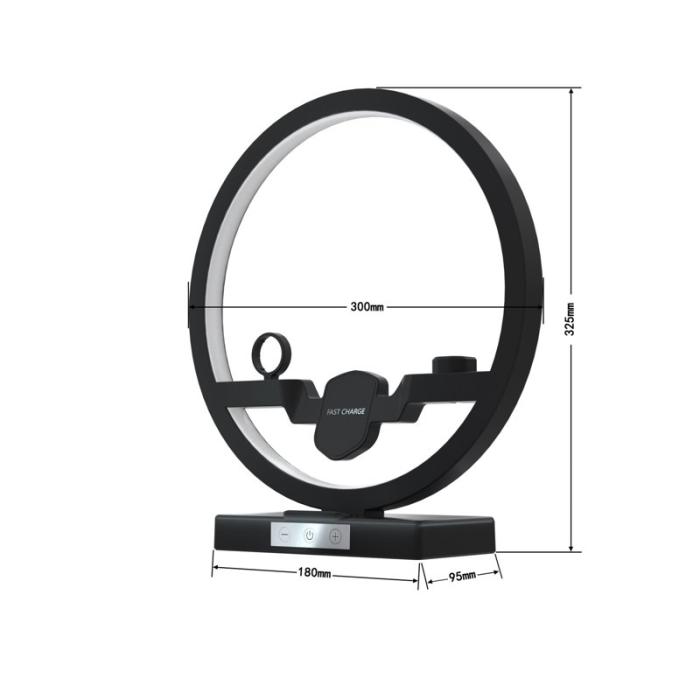 OEM - P1000 Multifunktionell 2-i-1 Bordslampa Snabbladdare - Svart