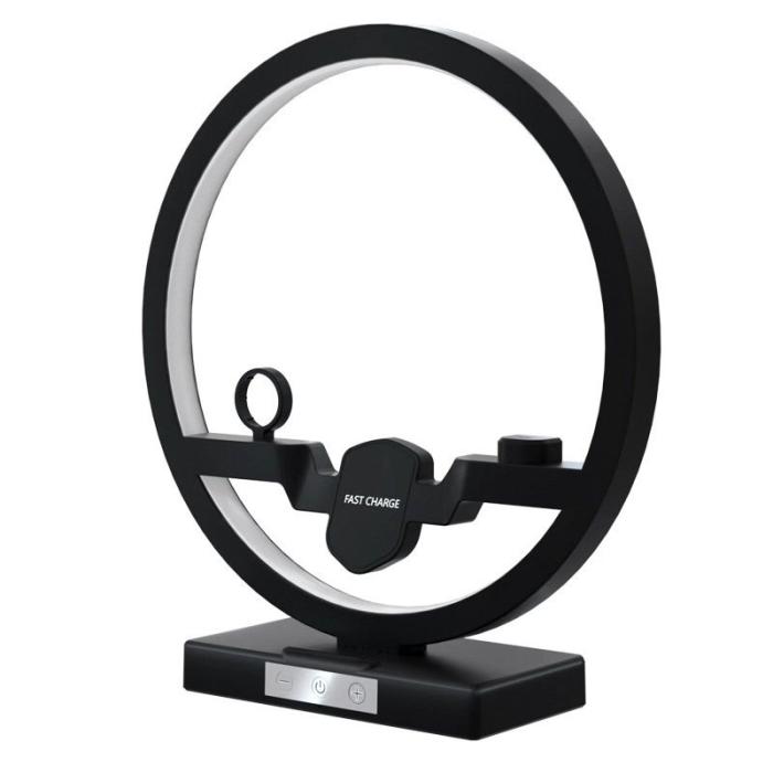 OEM - P1000 Multifunktionell 2-i-1 Bordslampa Snabbladdare - Svart