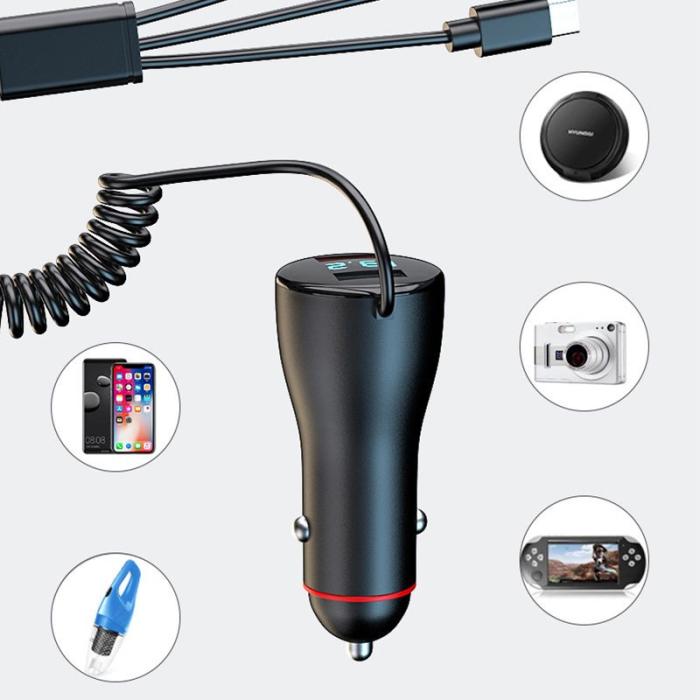 OEM - P5X 110W Snabbladdare Bil med Dubbel USB och 3-i-1 Kabel