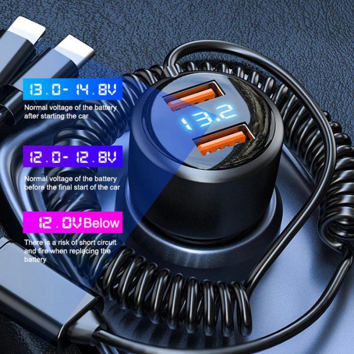 OEM - P6X 12V-24V Dual USB Bil Cigarette Lighter Snabbladdare med iP+Micro+USB-C