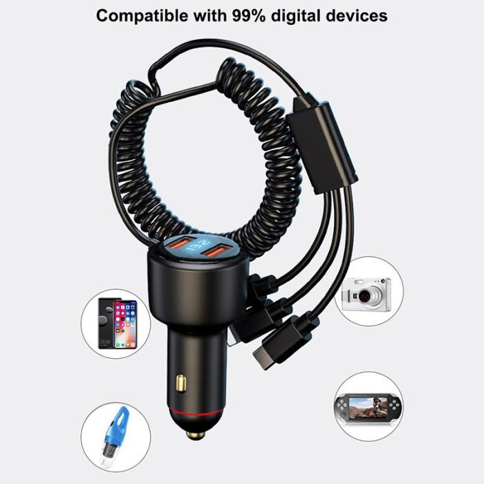 OEM - P6X 12V-24V Dual USB Bil Cigarette Lighter Snabbladdare med iP+Micro+USB-C