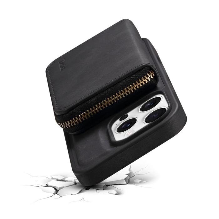 DENIOR - Pinpai iPhone 16 Pro Skal Äkta Läder Med Fickor - Svart