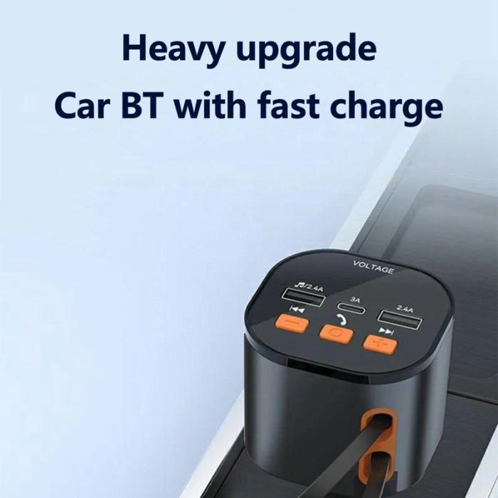 OEM - PT-21 FM-sändare Billaddare med spänningsdisplay och snabb laddning, svart