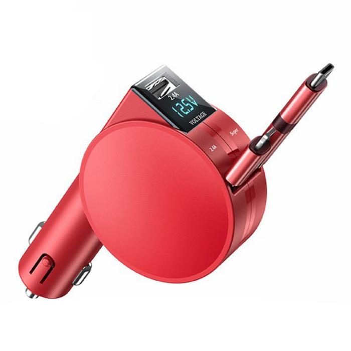 OEM - PT-8 60W Hög Effekt LED Billaddare Cigarette Lighter Adapter med iP/Typ C - Röd