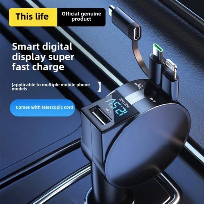 OEM - PT-8 60W Hög Effekt LED Billaddare Cigarette Lighter Adapter med iP/Typ C - Röd