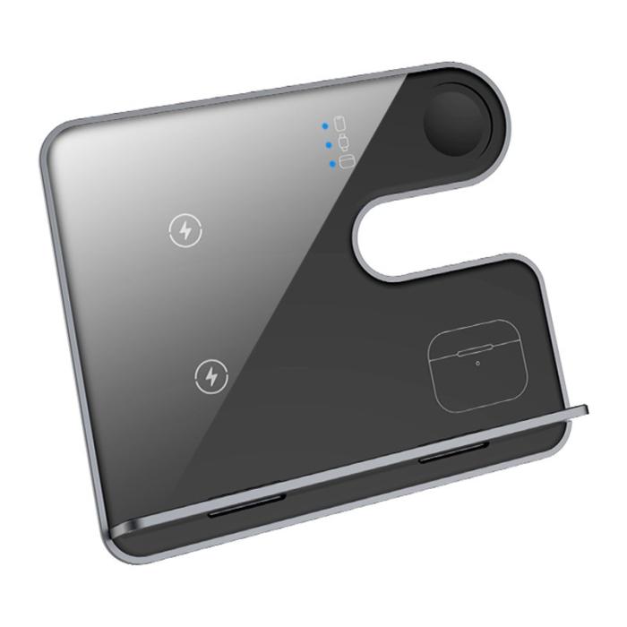 OEM - Q10C 3-i-1 15W Trådlös Laddare för Telefon, Klocka, Hörlurar - Svart