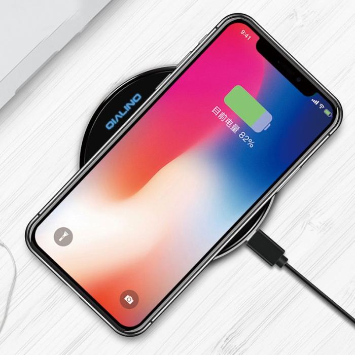 OEM - QIALINO för iPhone X / 8 / 8 Plus 15W Trådlös Snabbladdare - Svart