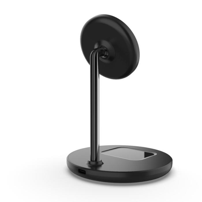 OEM - QX720 2 i 1 15W Snabbladdande Magnetisk Trådlös Laddare Ställning - Svart