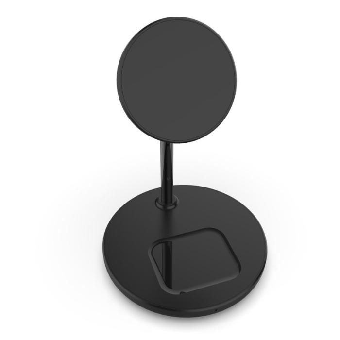 OEM - QX720 2 i 1 15W Snabbladdande Magnetisk Trådlös Laddare Ställning - Svart