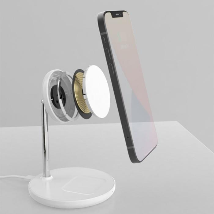 OEM - QX720 2 i 1 15W Snabbladdande Magnetisk Trådlös Laddare Ställning - Svart