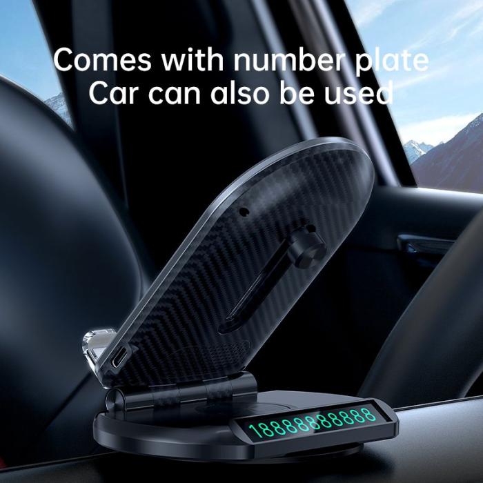 OEM - R19 Magnetisk Transparent Trådlös Laddare Ställning 15W Snabbladdning - Svart